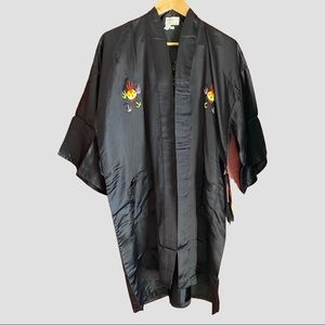 Golden Dragon Vintage Black Silk Kimono NWT Size M